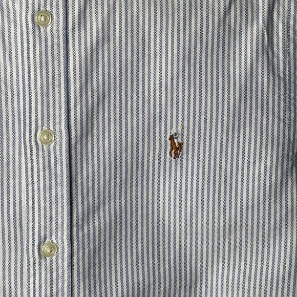POLO Ralph Lauren Kid's Boy's Light Blue Button Down Striped Shirt Size Large - Picture 5 of 7